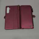 Defencase for Samsung Galaxy S25 FE Case Wallet with RFID Blocking Card Holder for Women and Men, PU Leather Magnetic Snap Flip Zipper Strap Wallet Phone Case for Galaxy S25 FE 5G 6.7", Wine Red