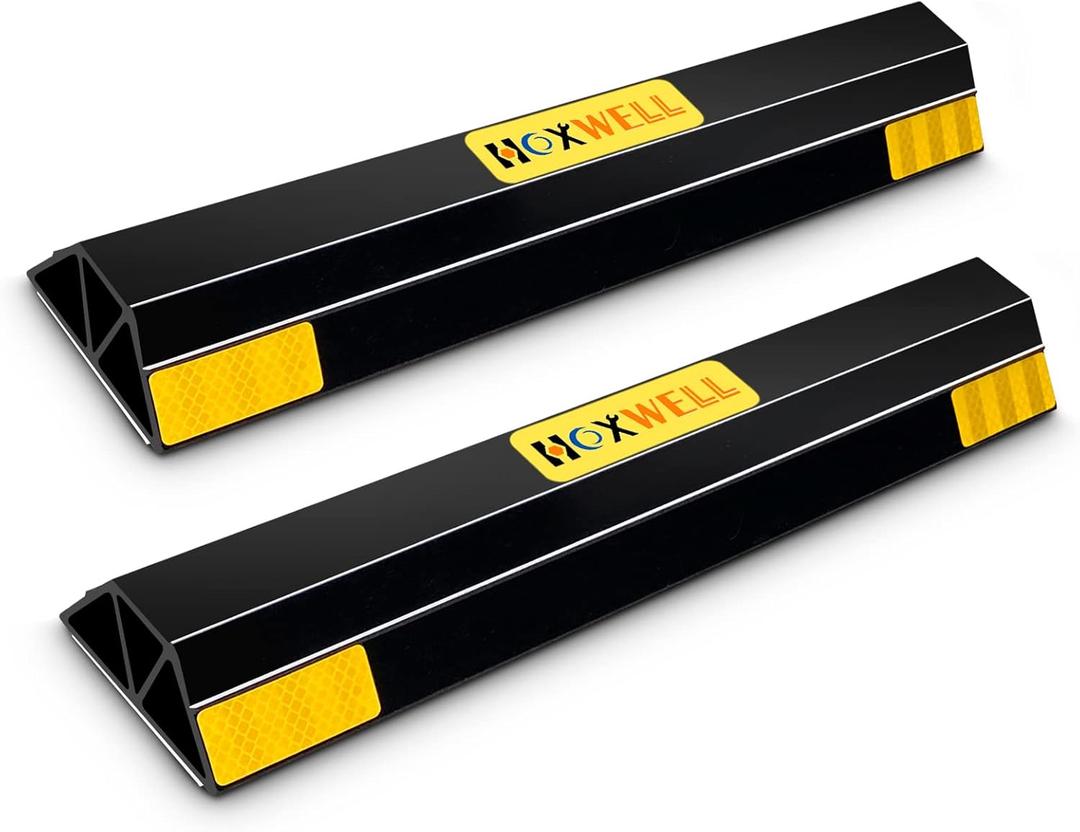 HOXWELL (New Updated 18" 2 Packs Heavy Duty Parking Stopper for Garage, Parking Gadgets Protects Car, Parking Aid Easy to Install 2 PCS, 18" L x 3.7" W x 1.8" H