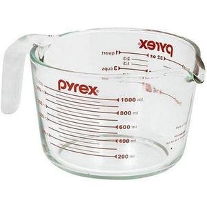 Pyrex Prepware 1-Quart Measuring Cup, Clear with Red Measurements Pyrex Prepware 1-Quart Measuring Cup, Clear with Red Measurements