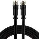 RG6 Coaxial Cable, 15 Ft. F-Type Connectors, Double Shielded Coax, Input Output, Low Loss Coax, Ideal for TV Antenna, DVR, VCR, Satellite Receiver, Cable Box, Home Theater, Black, 33627