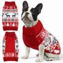 Christmas Dog Sweaters for Small Medium Large Dogs and Cats,Pet Soft Warm Holiday Outfit Girl & Boy,Pup Winter Clothes Turtleneck Double Knitting Collar for Outdoors Playing (Deer, M)