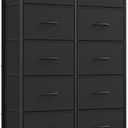 SONGMICS Dresser for Bedroom, Chest of Drawers, Steel, MDF, 10 Non-Woven Fabric Drawers, Storage Organizer Unit, Closet, Entryway, Rustic Brown and Ink Black ULGS125B01S