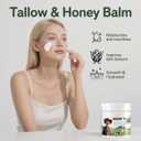 3 x Tallow Honey Balm - Grass-Fed Tallow Facial Moisturizer with Wild Honey, Organic Skincare for Dry and Sensitive Skin - 120ml