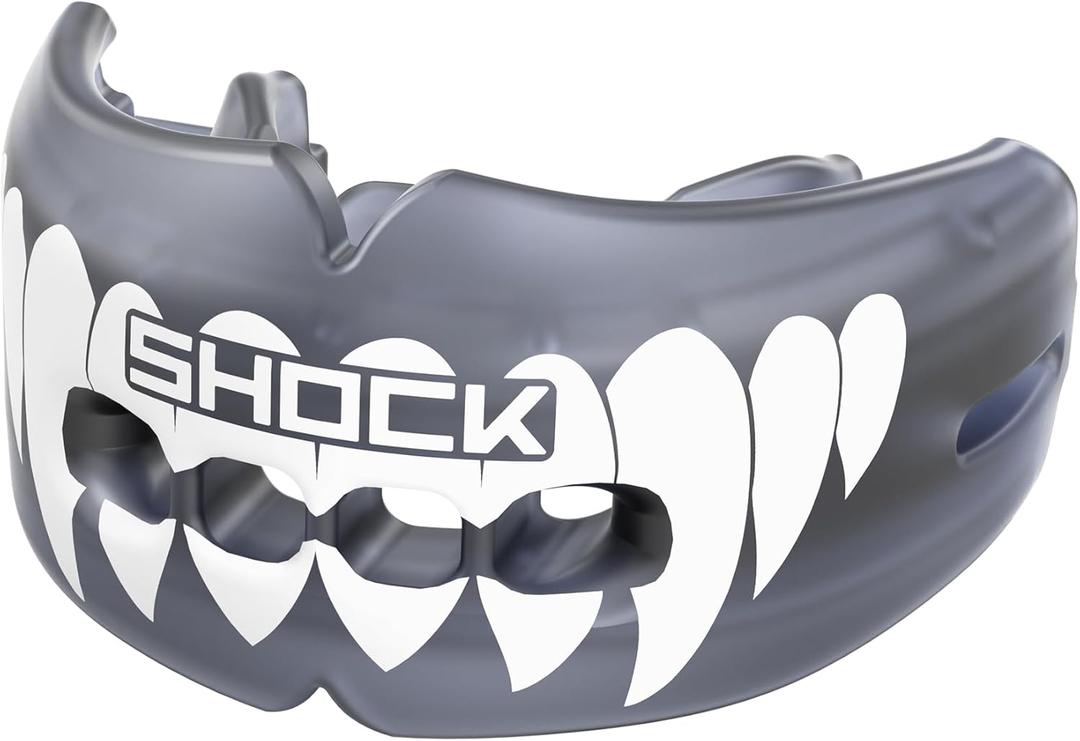Shock Doctor Braces Mouth Guard for Sports - Upper & Lower Mouthguard for Lacrosse, Hockey, Baseball, Football (Adult: 12+ yrs, Fangs)