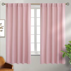 BGment Rod Pocket and Back Tab Curtains for Bedroom - Thermal Insulated Room Darkening Curtains for Living Room, 2 Window Curtain Panels (42 x 63 Inch, Baby Pink)