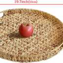 Gurfuy Extra Large Round Ottoman Table Tray with Handles - 19.7" Handmade Wicker Serving Hand Woven Tray for Farmhouse Decorative Oversized Coffee Table Trays Living Room Kitchen Counter Breakfast