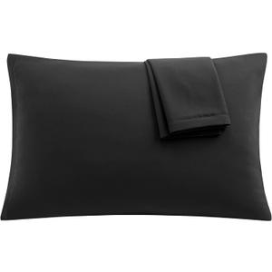 uxcell 2 Pack Pillow Cases Soft 1800 Series Microfiber Pillowcases Set with Zipper Standard(20"x26") Black