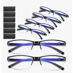 Reading Glasses Men,Spring Hinge Blue Light Blocking Readers,Anti Eyestrain Computer Magnifying Eyeglasses