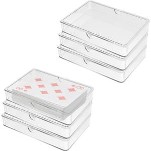 QoTang 6 PCS Clear Playing Card Case Empty Acrylic Card Holder Organizer Card Deck Box Playing Game Card Storage Box Holder for Bank Business Game PTCG Cards 3.6 x 2.6 x 0.8 Inch