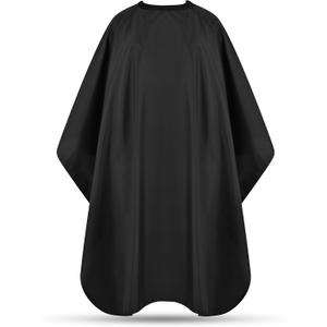 Hair Cutting Cape with Adjustable Snap Closure, Professional Barber Cape, Large Size Haircut Salon Supplies for Men and Women - (Black)