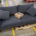SOFA W / WOOD BASE & 2 PILLOWS - NAVY