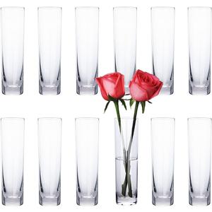 Glass Cylinder Bud Vases for Centerpieces, Clear Bud Vases Bulk, 7 Inch Tall Glass Cylinder Vase for Wedding Table Home Decor, Slim Flower Vase for Single Bouquet Flower (12 Pack)