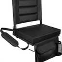 Stadium Seats with Back Support,Bleacher Chairs with Cushion, Portable Folding Stadium Chair with Removable Cushion and Large Pocket for School Events Sports Game(Black) (1 Pack-16.4"W x 11.4"D x 15.6"H)