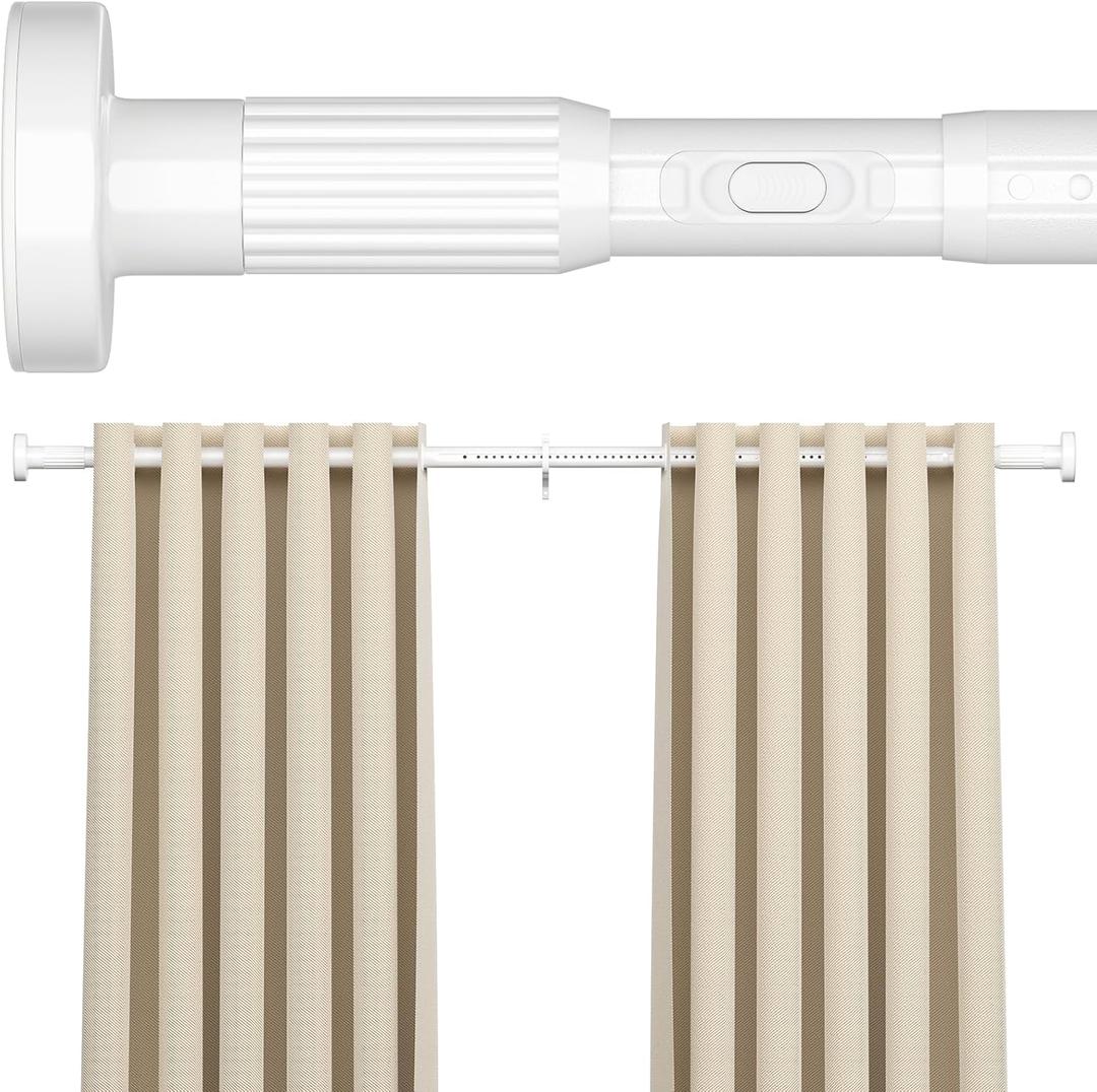 AIZESI 41-100 Inch Heavy Duty White Tension Curtain Rod - No Drilling, Adjustable, Rust-Proof for Outdoor, Living Room, Bathroom