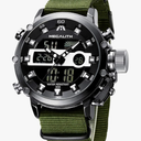 MEGALITH Mens Watches Waterproof Digital Military Sport Tactical Multifunction Heavy Duty Led Rugged Watch for Men, Alarm Stopwatch, Nylon/Leather Strap