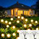 Vibrant Solar Garden Lights, Ultra Bright Solar Powered Firefly Lights Outdoor Waterproof, High Flexibility Starburst Swaying Light, 8 LED Landscape Lighting Decorative for Pathway Patio Yard (2 Pack, Warm White)