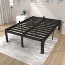 ITIMIDI 14 Inch King Bed Frame, Platform Bed Frame King Size, No Box Spring Needed, Heavy Duty Steel Slat Support and DIY Headboard, Safety Design with Rounded Corner Legs, Noise Free, Black
