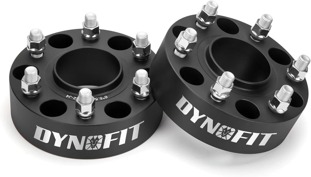 dynofit 2 inch Wheel Spacers 6x5.5 for Silverado 1500 Sierra 1500 | 6x139.7 Hub Centric Spacers 78.1 Hub Bore M14x1.5 Studs | Fits Tahoe, Suburban, Yukon, Escalade, Avalanche | 2-Pack Forged Aluminum
