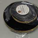 PLASTICPRO 32 Piece Combo Plate Set includes 16-7'' inch Plates & 16-10'' inch Dinner Plate Black Plastic With Gold Rim Design Party Plates, Premium heavyweight Elegant, Disposable