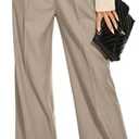 FUNYYZO Wide Leg Pants Women's High Elastic Waisted in The Back Business Work Trousers Long Straight Suit Pants, Size Small