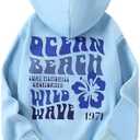 Verdusa Girl's Floral Letter Graphic Hoodie Sweatshirt Cute Pullover Tops with Pockets Small