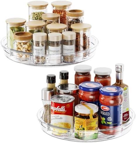 LAMU 1 Pack Lazy Susan Organizer 9.25 inch Lazy Susan Turntable for Cabinet, Rotating Spice Organization for Cabinet, Kitchen, Table Top, Countertop, Pantry Fridge Organizers and Storage, Clear