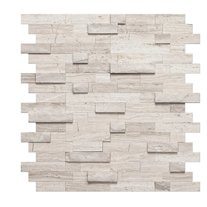 Peel and Stick Stone Backsplash, 5-Sheet Peel and Stick Stone Tiles 3D Marble Look Mosaic Tile for Kitchen Fireplace