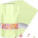 120pcs 7.1"x10.2" 1 Quart Mylar Bags for Food Storage,Smell Proof Bag with Matte Window Resealable Food Storage Bags for Small Business, Stand-up Foil Pouch Packaging Freeze Dried Candy Bag(Beige)