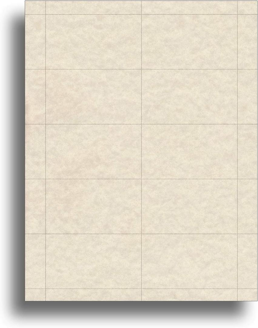 Parchment Style Business Cards - 25 Sheets / 250 Business Cards - 65lb Cover (176 gsm) (Natural)