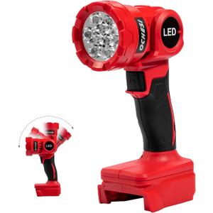 OCHESI Cordless LED work light compatible with Milwaukee 18V Battery, 1000LM Handheld Flashlight with two levels and 140 Degree Rotating Wide-Angle Lighting for Workshop, Camping (No Battery)