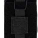 Adjustable Radio Pouch MOLLE Radio Holder for Tactical Duty Belt Two Ways Radio Holster Walkie Talkies Case Rifle Mag Carrier 5.56mm 7.62mm Magazine Nylon Carry Bag for Police Security Rescue (Black)