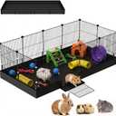 Guinea Pig Cages DIY Small Animal Playpen with Waterproof Liner, Expandable Cage for Guinea Pigs, Metal Wire Yard Fence Rabbit Cage (12 Panels - 48"L x 24"W x 16"H)