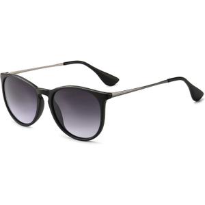 SUNGAIT Premium Vintage Round Sunglasses for Women Men Classic Retro Trendy Style (11 Polarized Gray Gradient Lens/Black Frame(matte Finish))