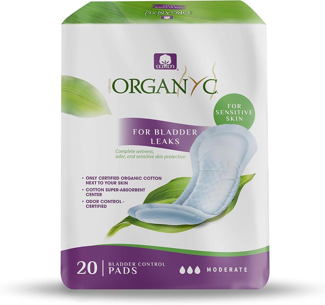 Organyc  100% Organic Cotton Light Incontinence Pads for Bladder Leaks, FSA/HSA Eligible, Moderate Flow, 80 Count (4 Pack)