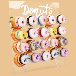 20 Peg Donut Display Stand Acrylic Reusable Donut Holder Board 17.7 x 15 Inch Doughnut Board for Dessert Table Doughnut Birthday Party Decorations for Grow up Party Wedding Bridal Shower