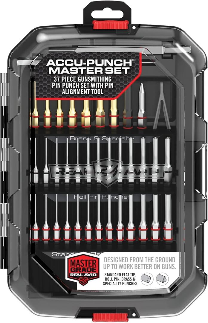 Real Avid Punch Set, Gunsmithing Tool Kit with Roll Pin Punch Set, Flat Tip Metal Punch Set, Brass Punch Set and Gunsmithing Tools: Pin Starter Tool