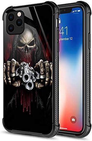 CARLOCA Compatible with iPhone 11 Pro Max Case,Skull with Guns iPhone 11 Pro Max Cases for Men Boys,Graphic Design Shockproof Anti-Scratch Drop Protection Case for iPhone 11 Pro Max