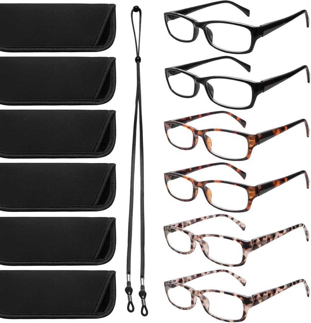 Computer Reading Glasses Men and Women Anti Eyestrain Blue Light Blocking Glasses for Reading (2 Black 4 Tortoise, 0.0, x)