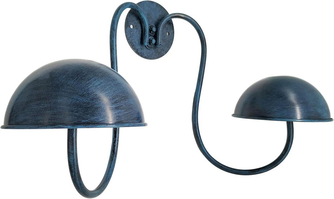 Owlgift Modern Metal Wall Mounted Entryway Retail Hat Rack/Wig Display Stand w/ 2 Circular Hat Hooks, Turquoise