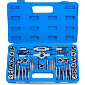 Orion Motor Tech Tap and Die Set Metric | M3, M4, M5, M6, M7, M8, M10, M12 Tap Set and Die Set | Thread Repair Kits for Threading and Rethreading Internal and External Threads (40 pc Metric)