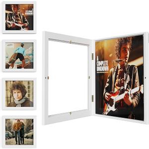 Vinyl Record Frame for the Wall, Wall-Mounted Vinyl Record Display Frame, Album Frames for 12x12 Inch LP Album Cover (4 Pack/White)