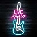 Kavaas Live Music Neon Sign for Wall Decor, LED Guitar Shaped Sign for Music Studio, Bar, Bedroom, Party, Man Cave - Best Gifts for DJs Enthusiast, Birthday, Christmas
