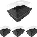Gardzen 3 Pack Seed Starting Tray, Plant Germination Trays, Seed Starter Kit with Adjustable Humidity Vented Dome, Plant Growing Kit 6.6" x 4.5", Total 36-Cell, Black
