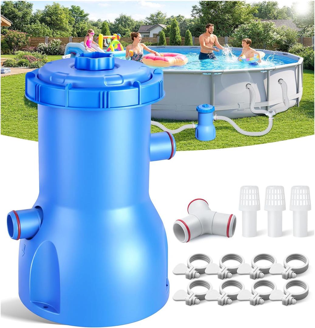 Basic Series 530 GPH Above Ground Pool Filter Pump | ETL Certified Pool Filter Pump with GFCI, Enhances Water Clarity, Effectively Removes Impurities from Water - Dark Blue