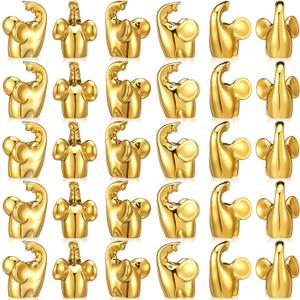 Simgoing 100 Pcs Shiny Mini Elephant Figures Gold Electroplate Elephant Statue Decor Micro Garden Landscape Animal Sculpture Aquarium Hide and Seek Cake Decoration DIY Charms for Party Gift