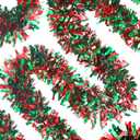 Sggvecsy 49.2Ft Christmas Tinsel Garland Xmas Tree Decorations Christmas Metallic Twist Garland Ceiling Hanging Decorations for New Year Party Birthday Holiday Indoor Outdoor Supplies Green and Red