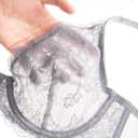 Wingslove Women's Sexy Bra Sheer Lace Bra Plunge Unlined Full Coverage See Through Underwire Bra (Gray)