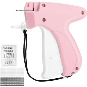 Stitch Gun for Clothes Quick Clothing Fixer & Tagging Gun with 6 Needles & 1000 Black+1000 White Fasteners, Handheld Sewing Tool for Instant Repairs, Quilting, Retail Price Tags No Thread Needed Pink