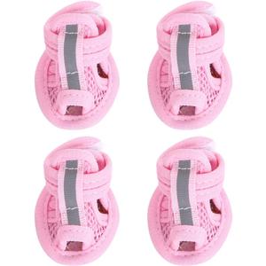 Dog Breathable Boots Pets Sandals mesh - Slip Dog Sneakers for Small Medium Large Dog, cat Shoes Pack of 4- Size Dog Shoes for hot Pavement Dog (Pink), L