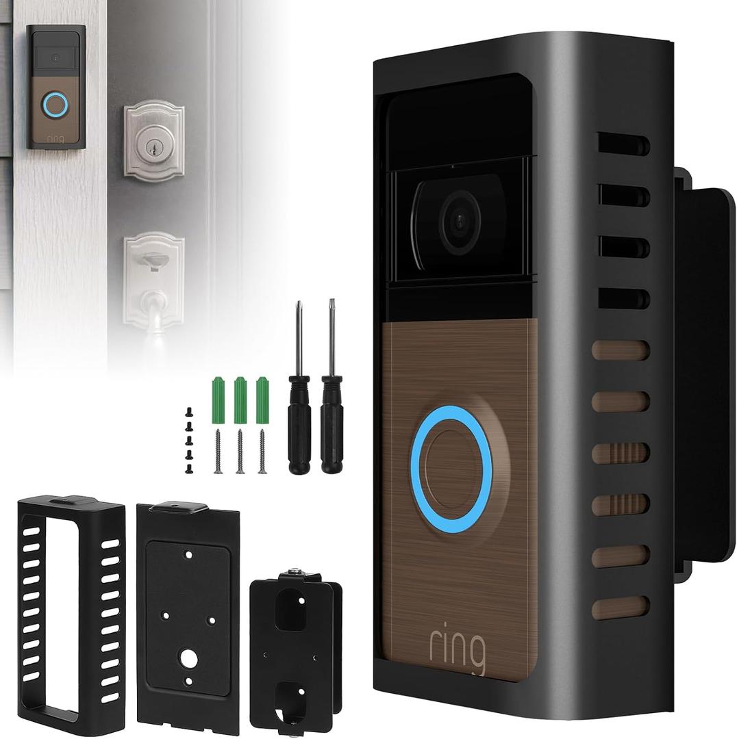 2025 Upgrade for Ring Doorbell Mount,Steel Metal Anti-Theft Ring Camera Mount with Adjustable Angle Mount Kit (45-135 Degrees) Doorbell Holder Bracket No Block Sensor